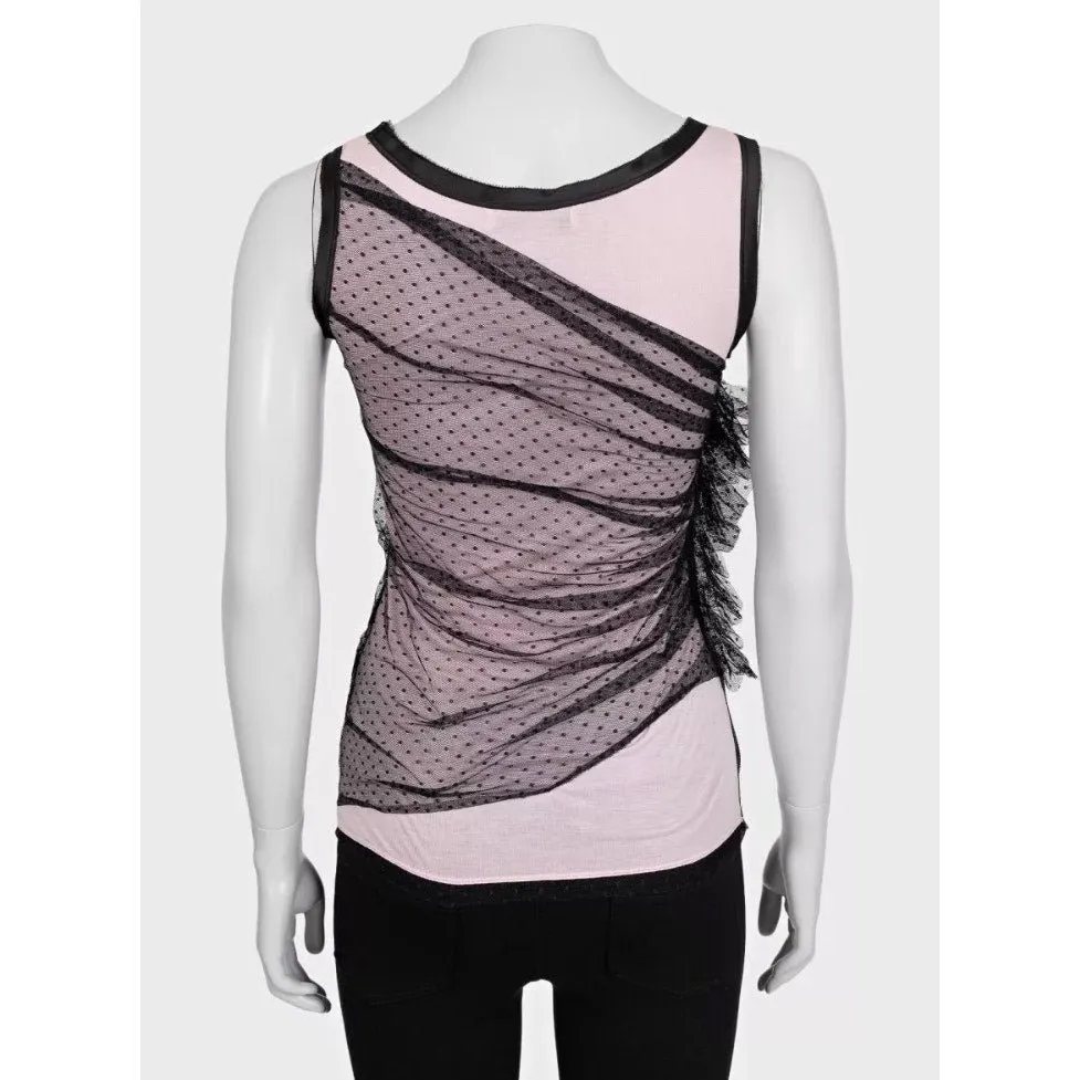 valentino Elegant Pink Lace Viscose Tank Top - US 6 Pre-owned MultiColor Lace Good - Inside View