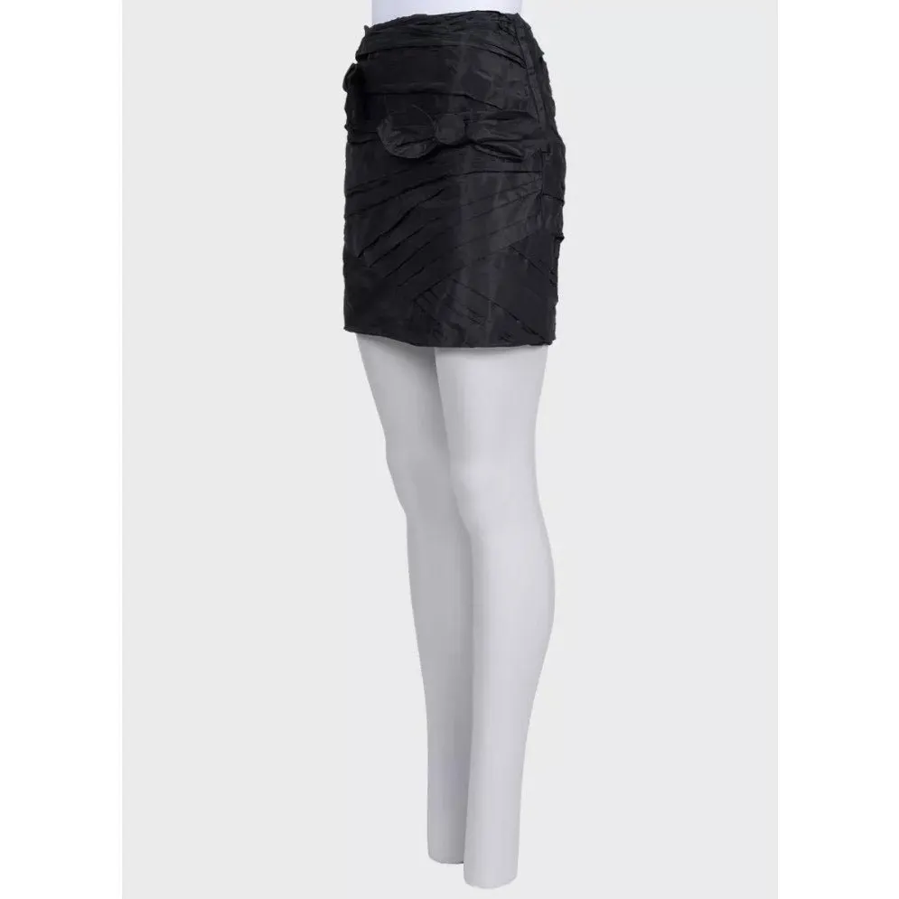 valentino Black Silk Bow Mini Skirt - Elegant US 6 Pre-owned Black Silk Good - Back View