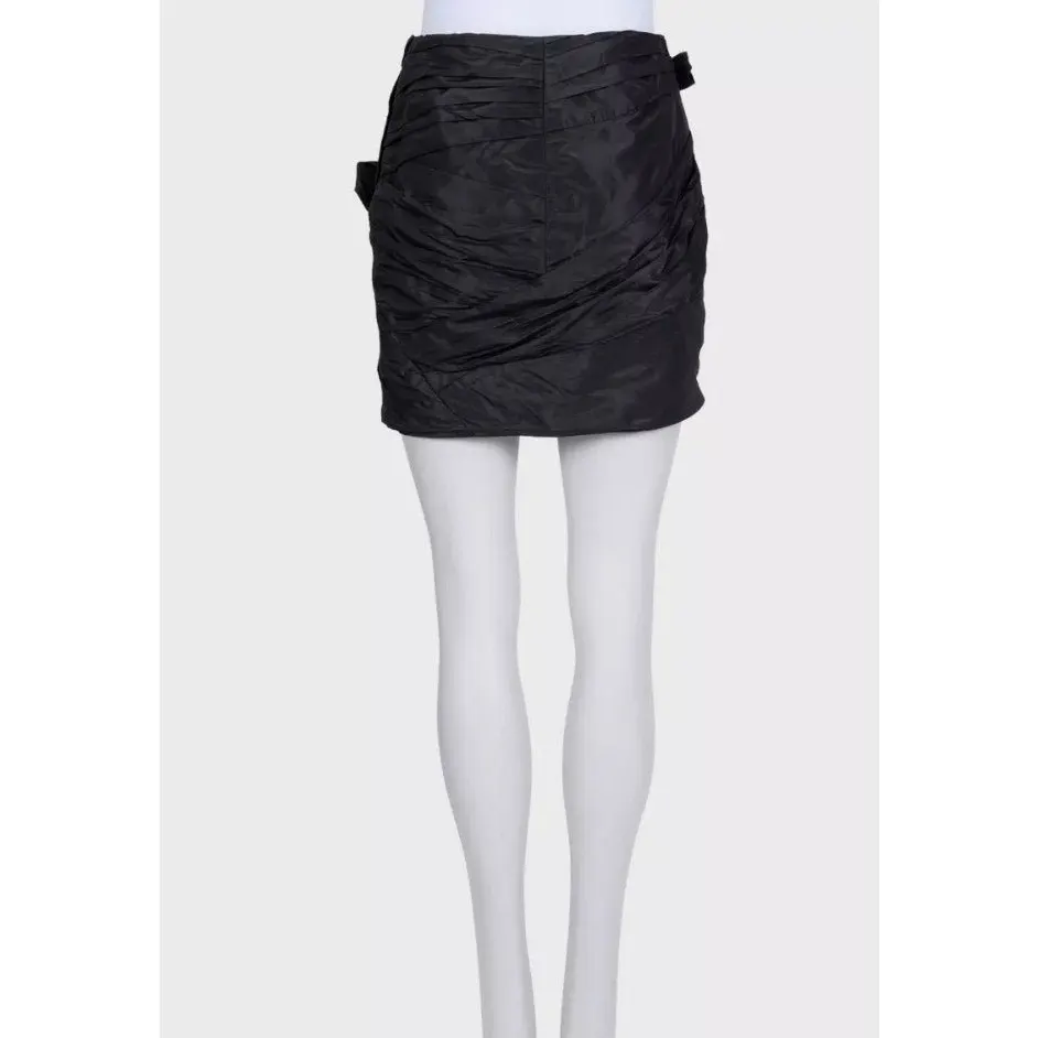 valentino Black Silk Bow Mini Skirt - Elegant US 6 Pre-owned Black Silk Good - Inside View