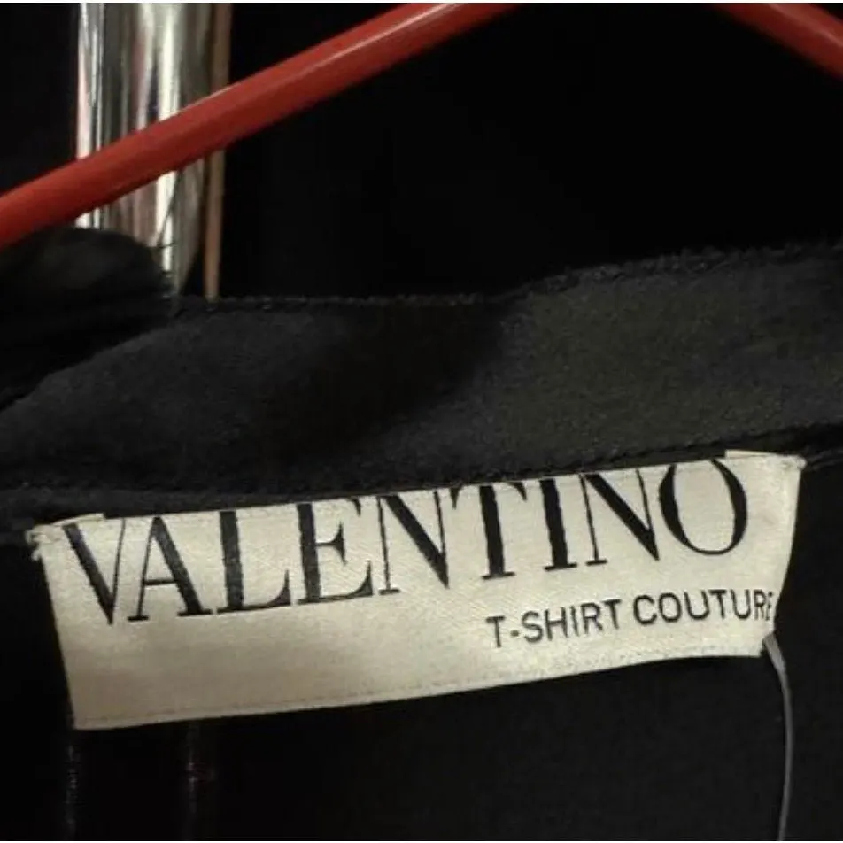 valentino Black Embellished Viscose T-Shirt - US 4 Pre-owned Black Good - Box View