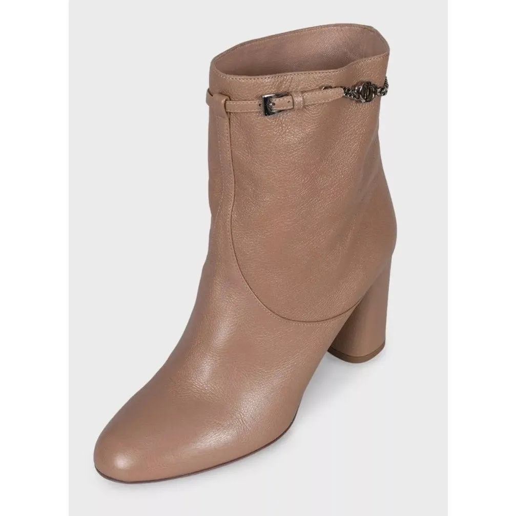 Christian Dior Brown Leather Chain Ankle Boots 38.5 Pre-owned Brown Leather Good - Inside View