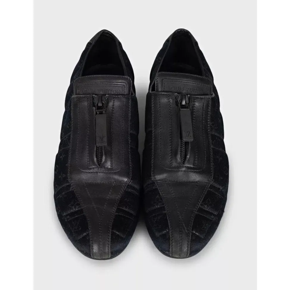 Louis Vuitton Black Signature Print Textile Sneakers EU 38 Pre-owned Black Leather Good - Back View