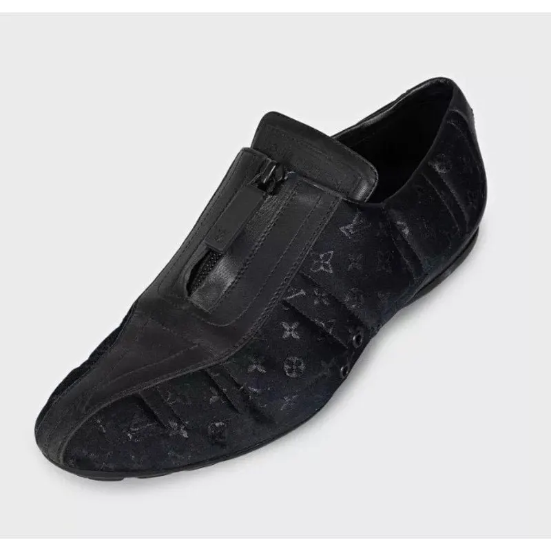 Louis Vuitton Black Signature Print Textile Sneakers EU 38 Pre-owned Black Leather Good - Inside View
