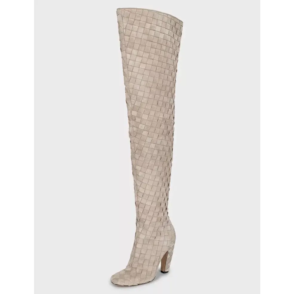 Bottega Veneta Suede Over-the-Knee Boots - EU 40 Pre-owned Beige Suede Never worn - Inside View