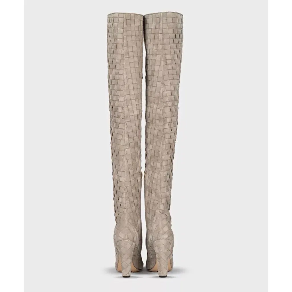 Bottega Veneta Suede Over-the-Knee Boots - EU 40 Pre-owned Beige Suede Never worn - Model View