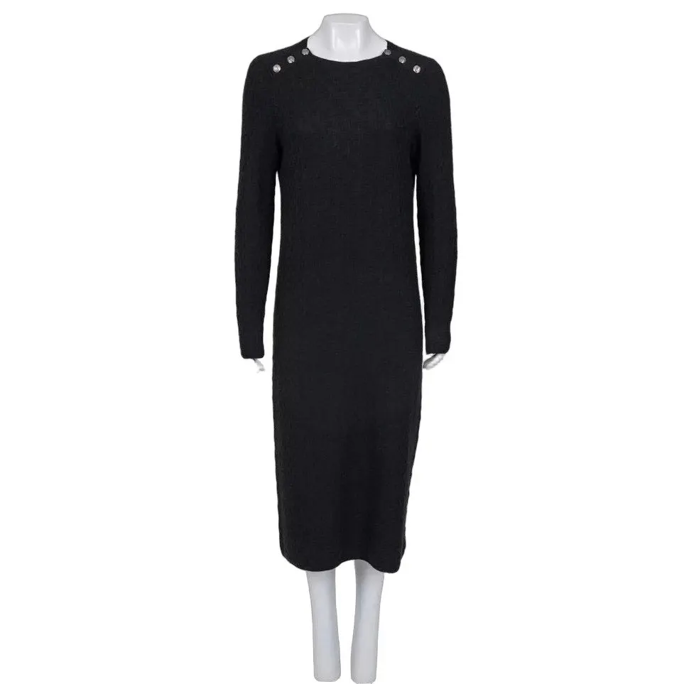 Chanel Black Cashmere & Silk Knit Midi Dress - Sz.42 (M) pre-owned Black Wool Good - Front View