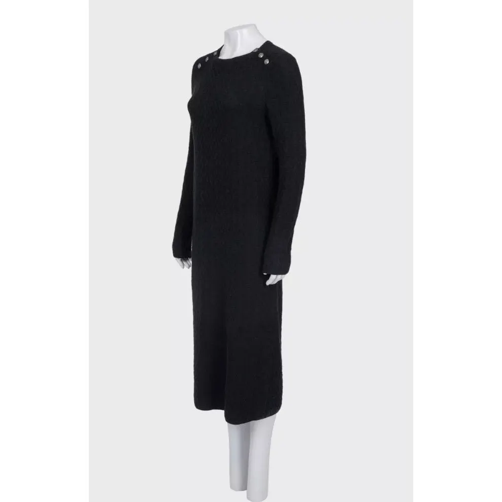 Chanel Black Cashmere & Silk Knit Midi Dress - Sz.42 (M) pre-owned Black Wool Good - Back View