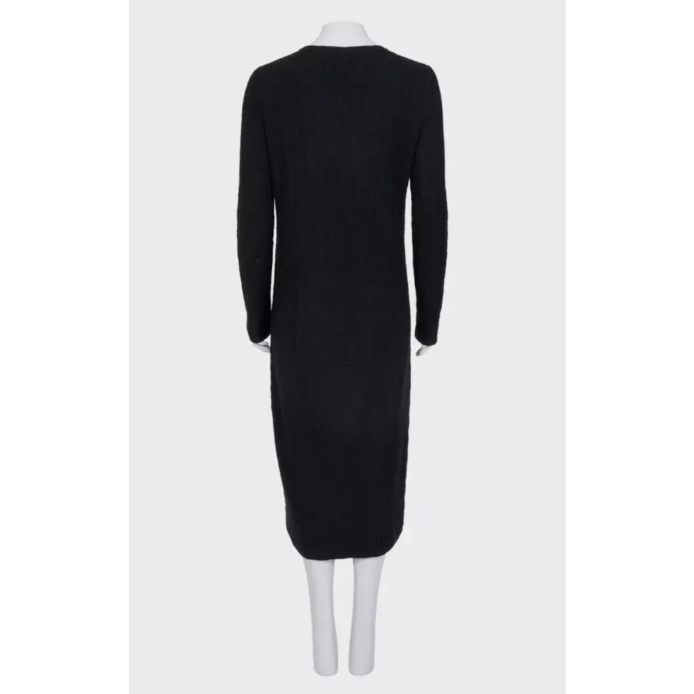 Chanel Black Cashmere & Silk Knit Midi Dress - Sz.42 (M) pre-owned Black Wool Good - Inside View