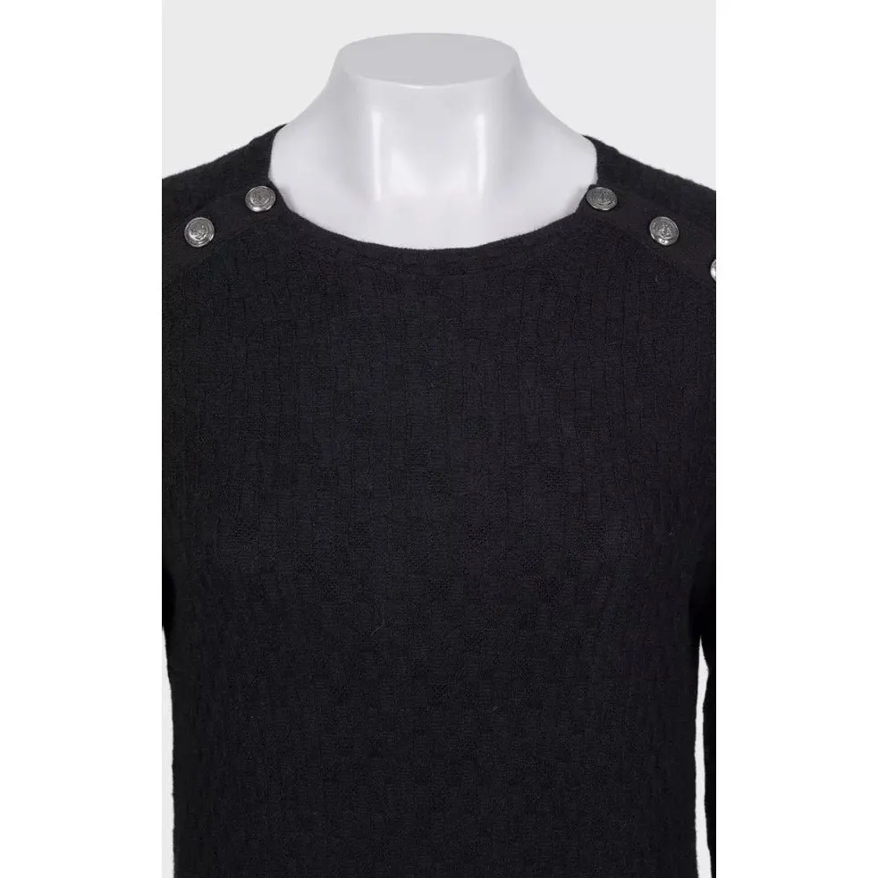 Chanel Black Cashmere & Silk Knit Midi Dress - Sz.42 (M) pre-owned Black Wool Good - Model View