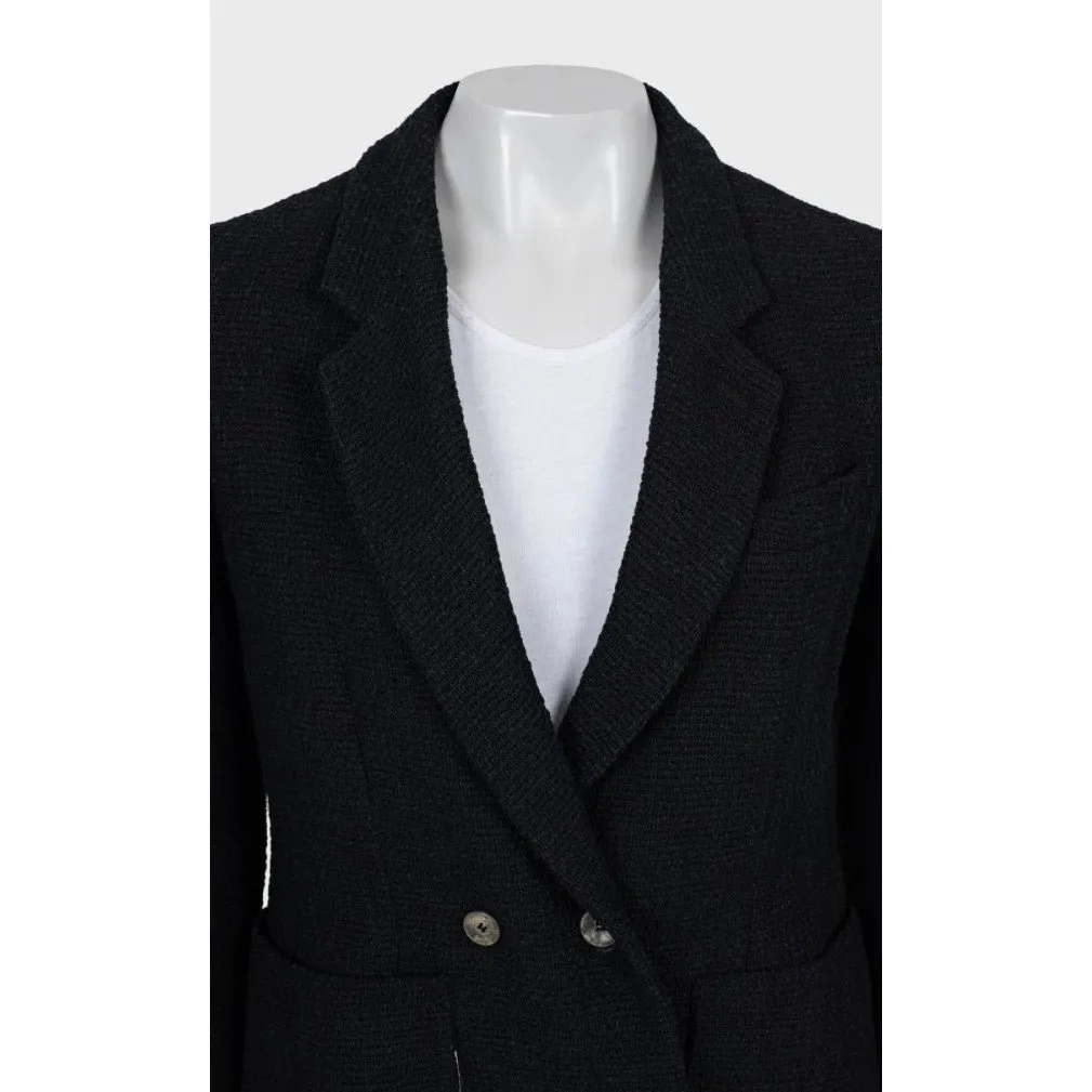 Saint Laurent Vintage Double-Breasted Jacket FR 42 Pre-owned Black Cotton Good - Model View