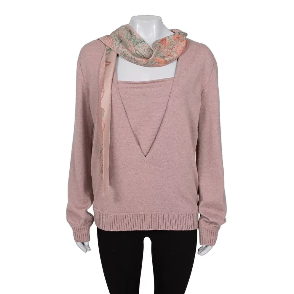 Hermès Vintage Pink Silk Pullover - Size FR 44 Pre-owned Pink Silk Good - Front View