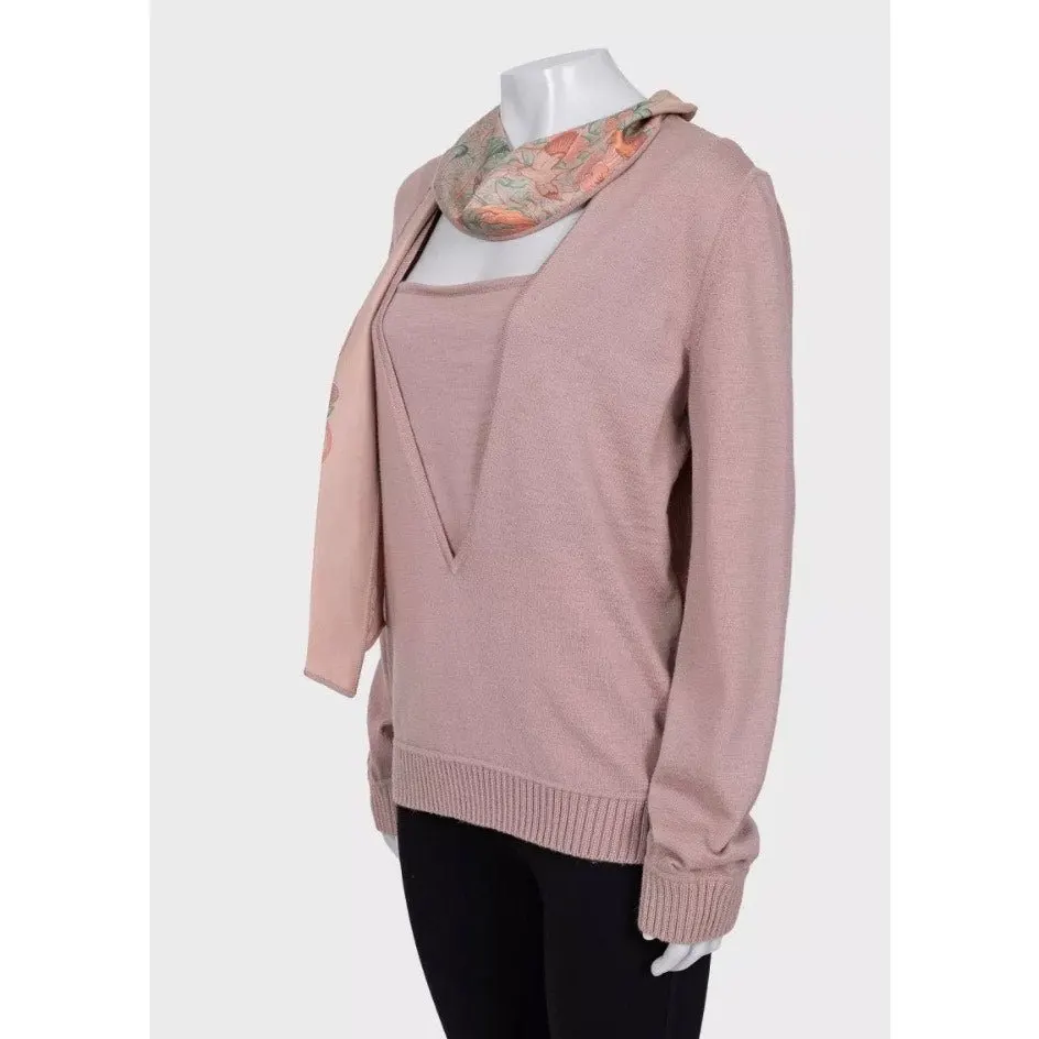 Hermès Vintage Pink Silk Pullover - Size FR 44 Pre-owned Pink Silk Good - Back View