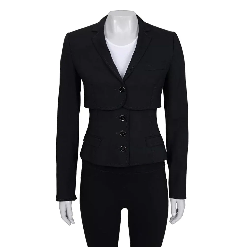 Dolce & Gabbana Black Wool Blend Fitted Jacket Sz.40 Pre-owned Black Wool Good - Front View