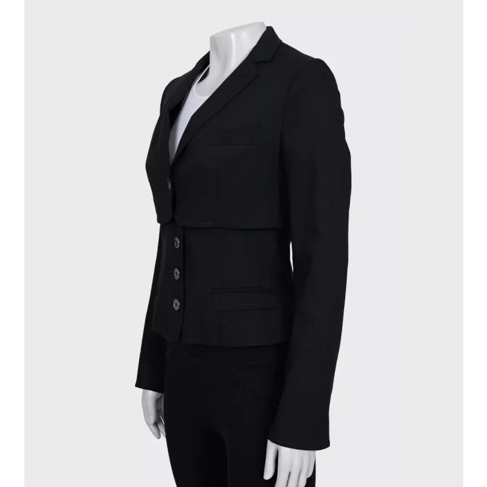 Dolce & Gabbana Black Wool Blend Fitted Jacket Sz.40 Pre-owned Black Wool Good - Back View
