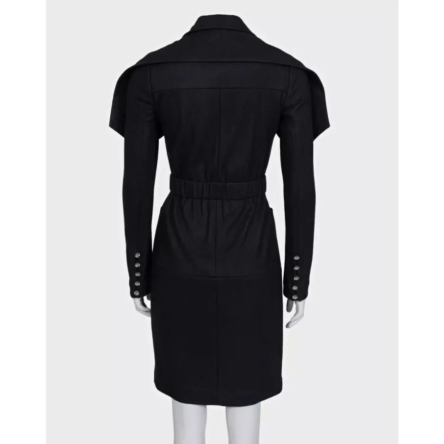 Chanel Black Double-Breasted Belted Dress - FR 36 Pre-owned Black Wool Never worn - Inside View