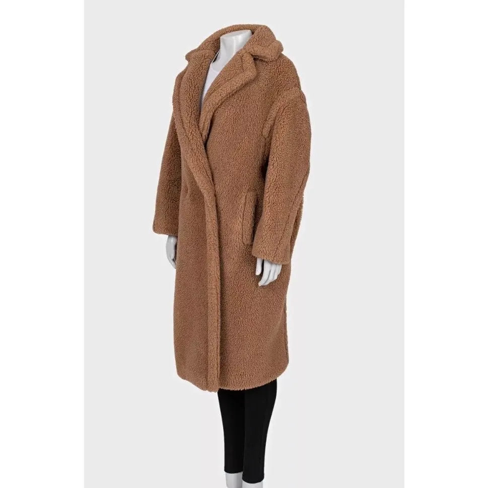 Max Mara Brown Teddy Coat - Luxurious & Warm Size L Pre-owned Brown Good - Back View