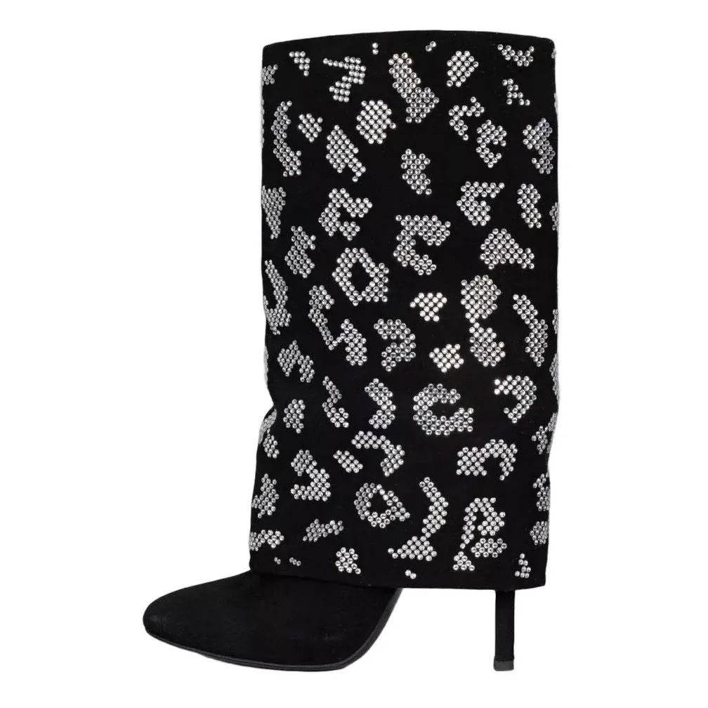Giuseppe Zanotti x Balmain Embellished Suede Ankle Boots 39 Pre-owned Black Suede Good - Front View