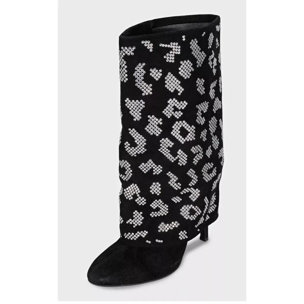 Giuseppe Zanotti x Balmain Embellished Suede Ankle Boots 39 Pre-owned Black Suede Good - Inside View