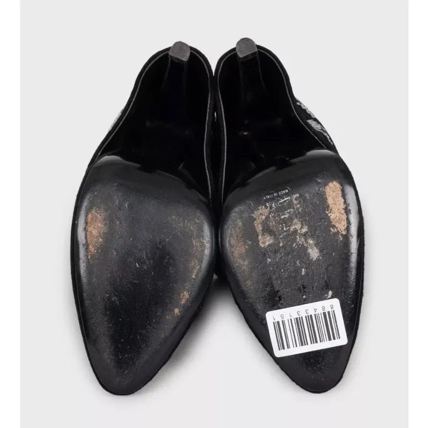 Giuseppe Zanotti x Balmain Embellished Suede Ankle Boots 39 Pre-owned Black Suede Good - Box View