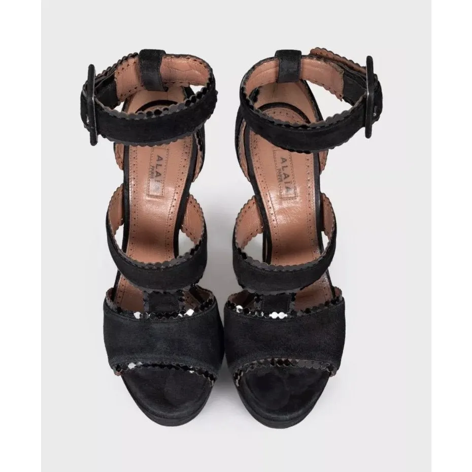 Alaïa Black Suede High-Heel Sandals Size 37.5 Pre-owned Black Suede Good - Back View