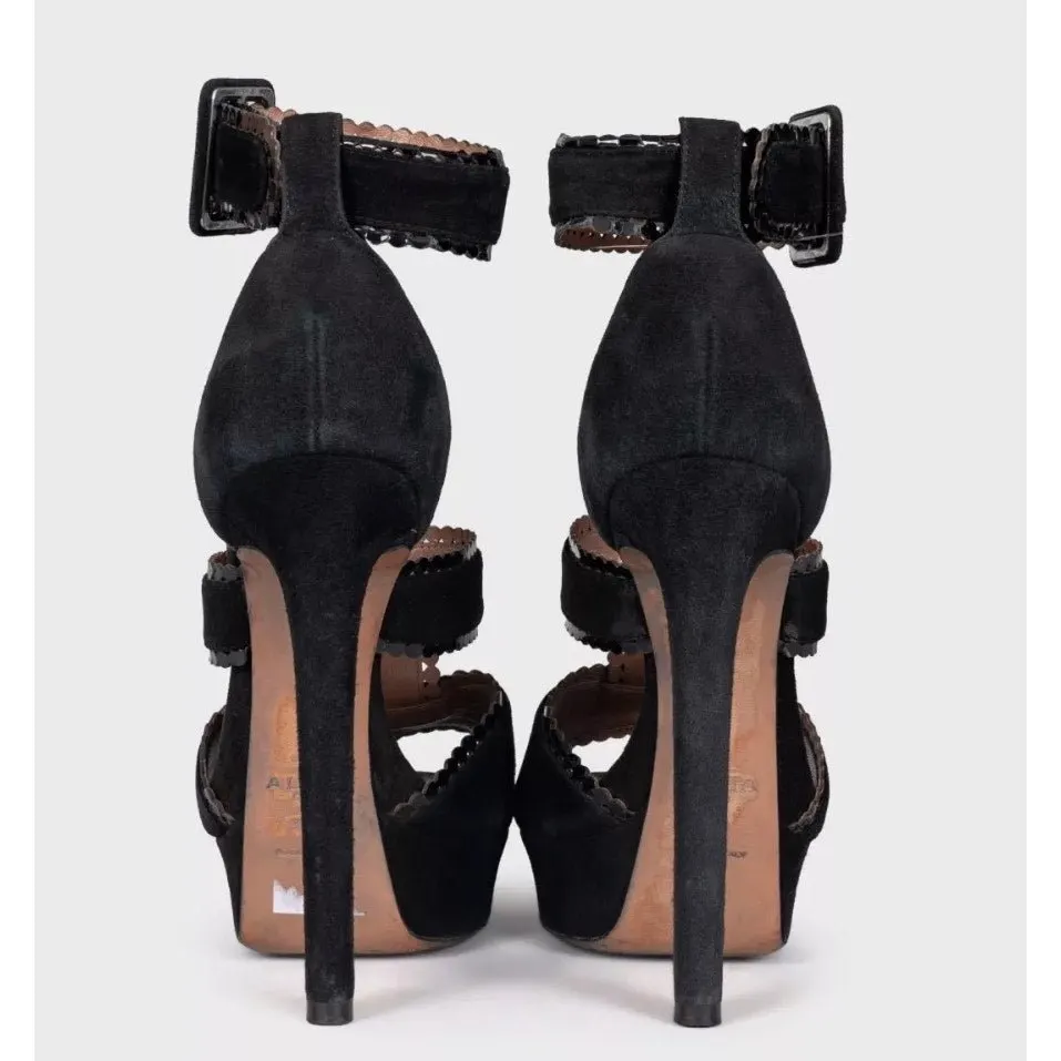 Alaïa Black Suede High-Heel Sandals Size 37.5 Pre-owned Black Suede Good - Model View