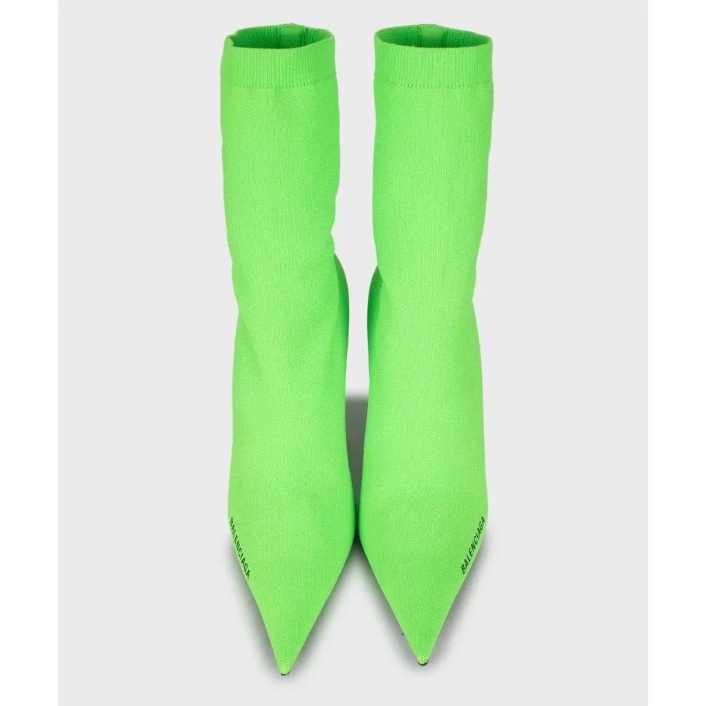 Balenciaga Knife Green Stretch-Knit Ankle Boots Sz.40 Pre-owned Green Leather Never worn - Back View
