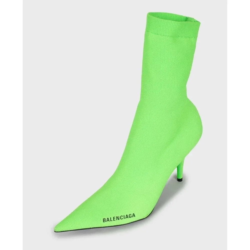 Balenciaga Knife Green Stretch-Knit Ankle Boots Sz.40 Pre-owned Green Leather Never worn - Inside View