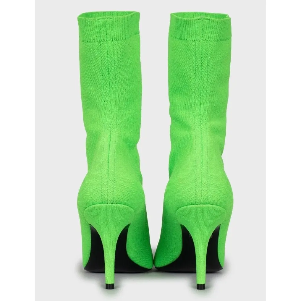 Balenciaga Knife Green Stretch-Knit Ankle Boots Sz.40 Pre-owned Green Leather Never worn - Model View