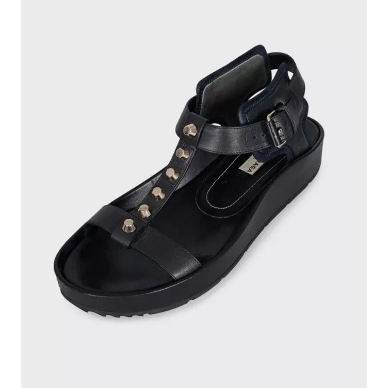 Balenciaga Black Leather Silver-Tone Sandals, EU 38 Pre-owned Black Leather Good - Inside View