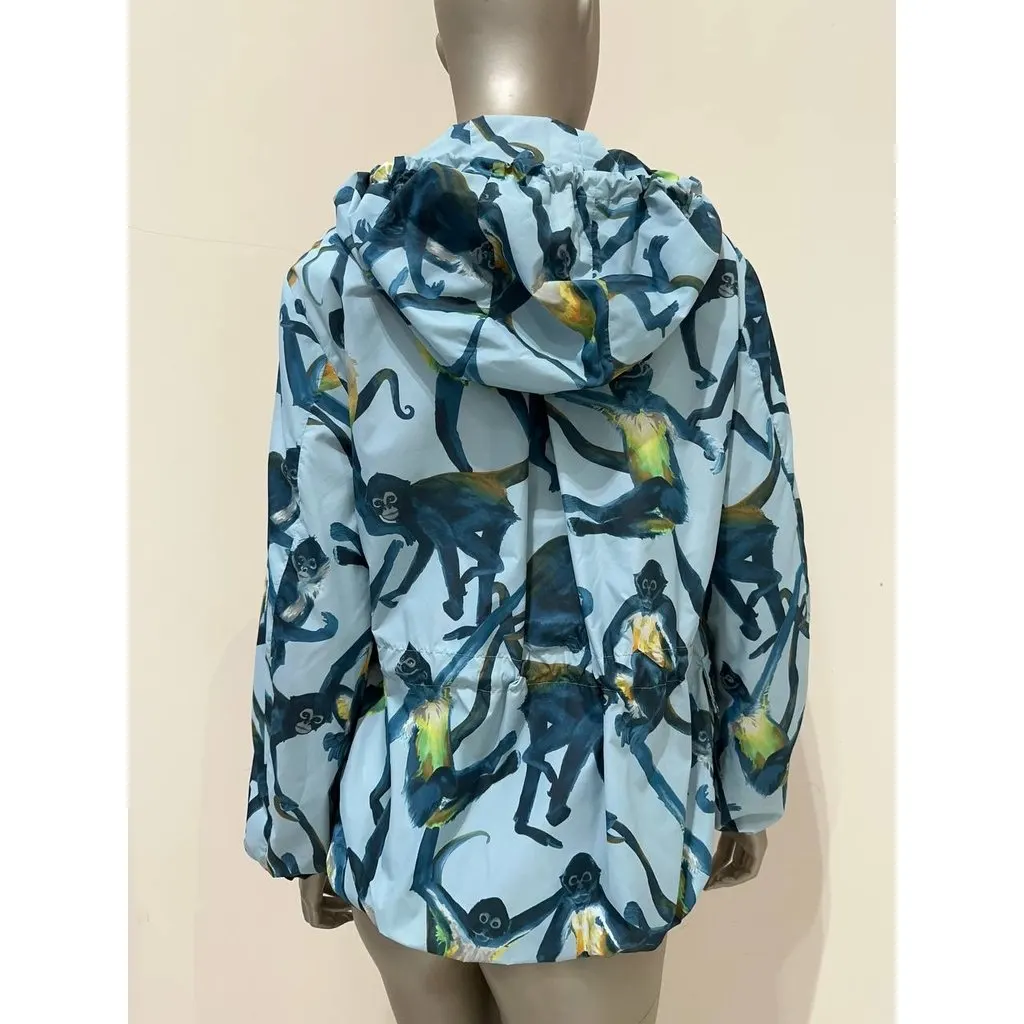 valentino Sub-Zero Couture Monkey Print Hooded Jacket IT 40 Pre-owned Navy Good - Model View
