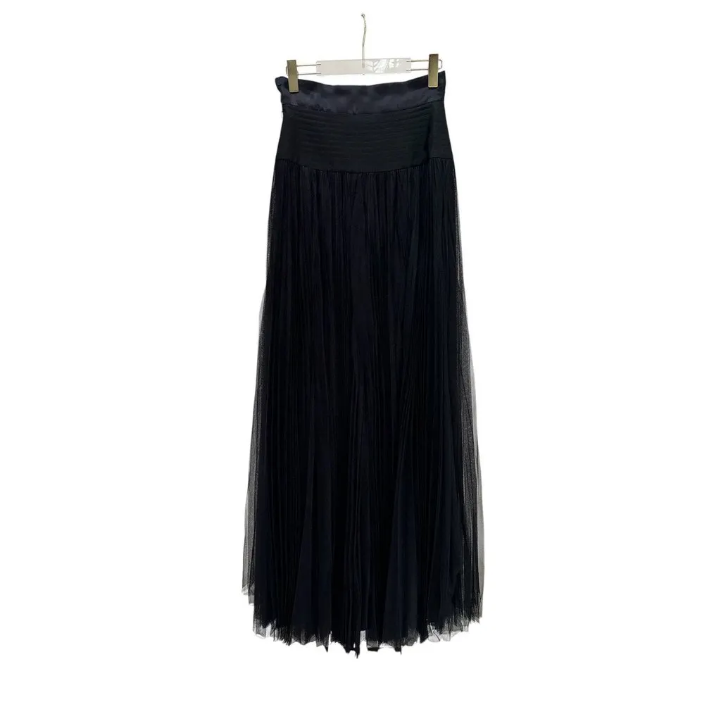 Christian Dior Pleated Tulle Maxi Skirt Sz.38 Pre-owned Black Good - Back View