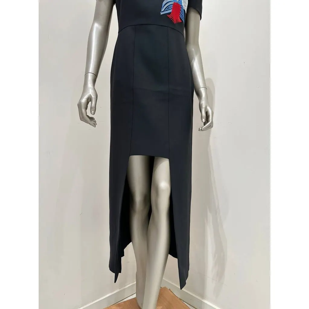 Fendi Black Silk Dress with Floral Embroidery Sz.42 Pre-owned Black Silk Good - Inside View