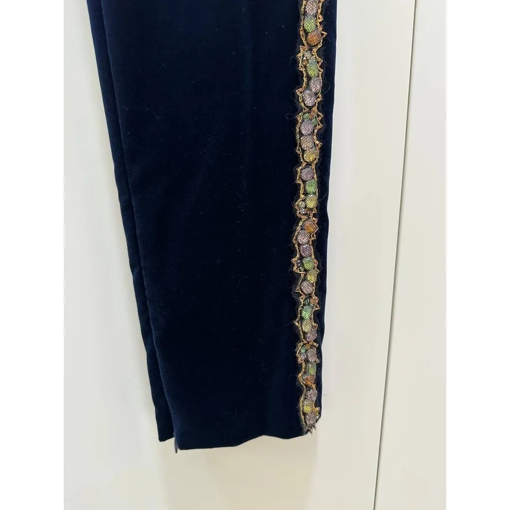 Chanel Vintage Navy Velvet Pants Sz.36 Pre-owned Navy Velvet Good - Model View