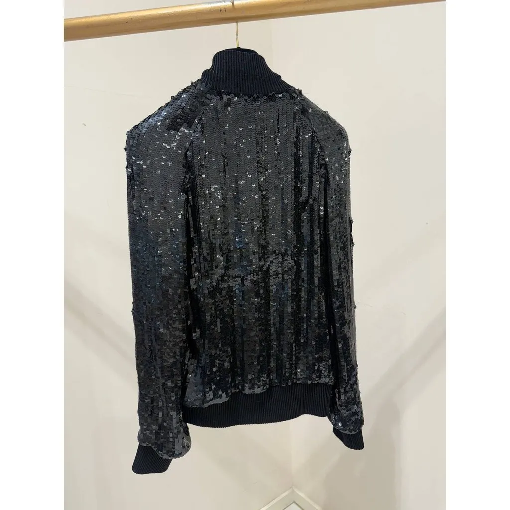 Dolce & Gabbana Black Sequin Bomber Jacket Sz.38 Pre-owned Black Silk Good - Box View
