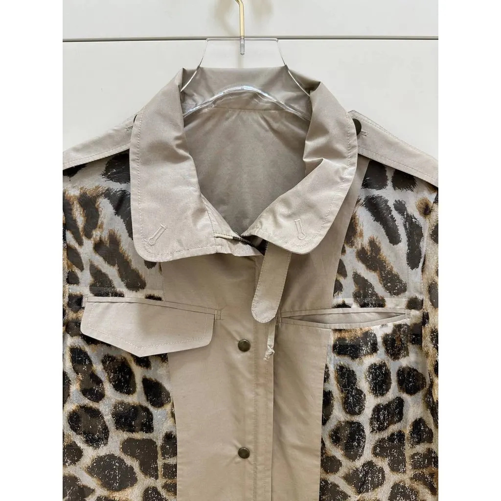 Saint Laurent Two Sides Leopard Print Utility Jacket Sz.S Pre-owned Beige Good - Model View