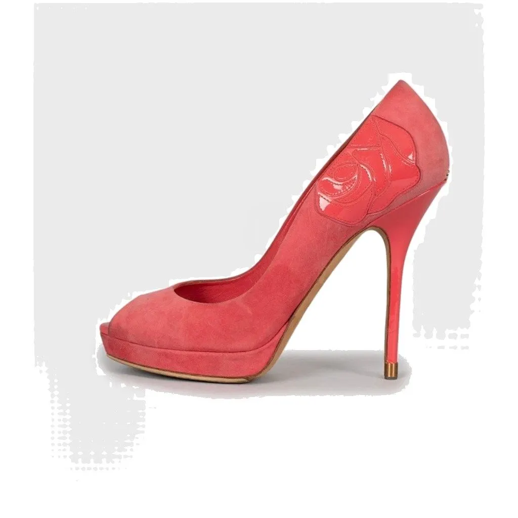 Christian Dior Pink Suede Open Toe Stiletto Pumps Sz.39 Pre-owned