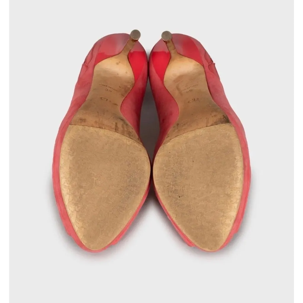 Christian Dior Pink Suede Open Toe Stiletto Pumps Sz.39 Pre-owned Pink Suede Good - Box View