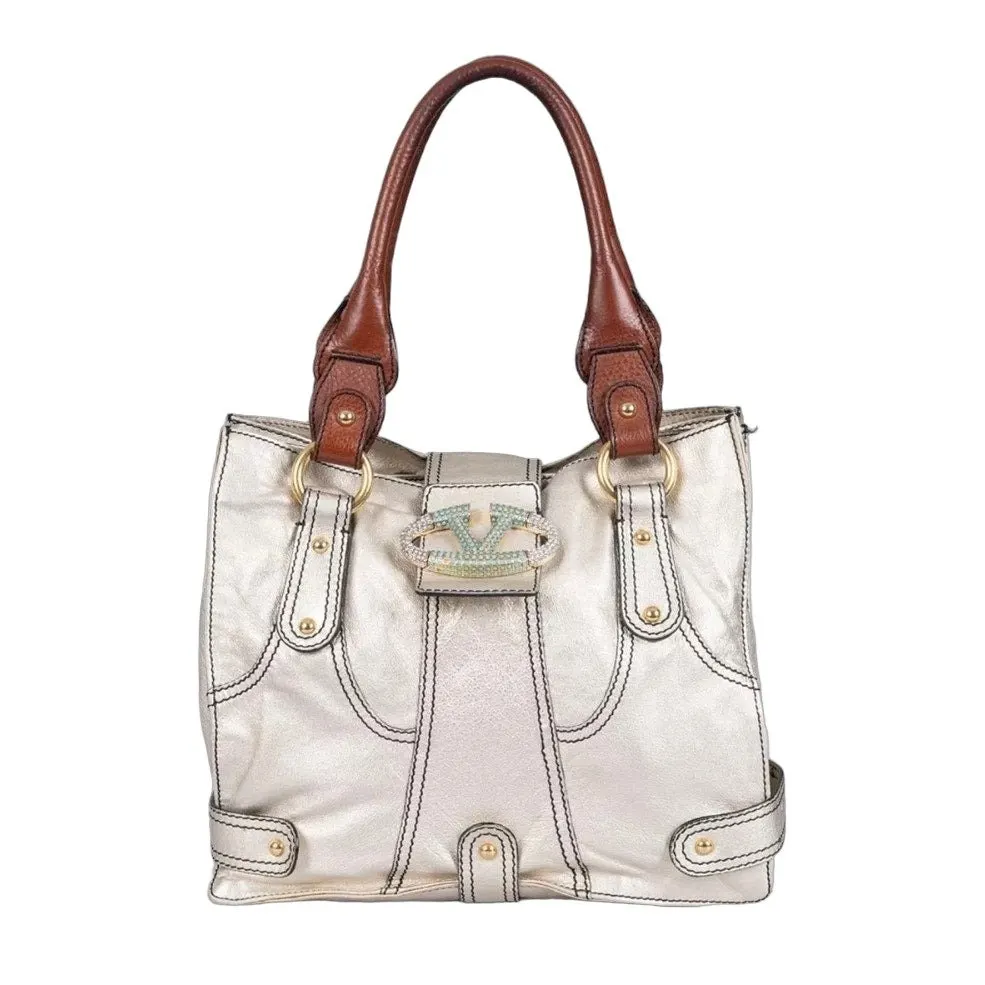 valentino Vintage Gold Leather Shoulder Bag Pre-owned
