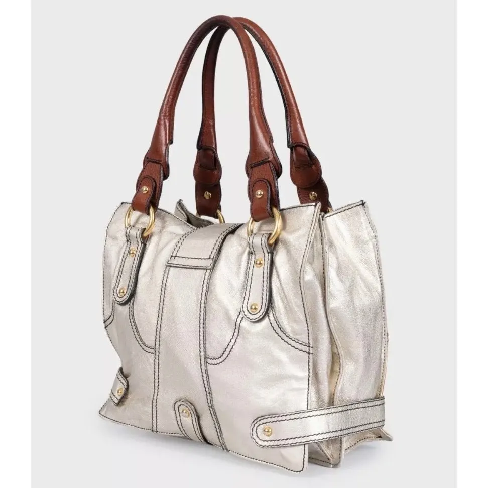 valentino Vintage Gold Leather Shoulder Bag Pre-owned Gold Leather Good - Back View