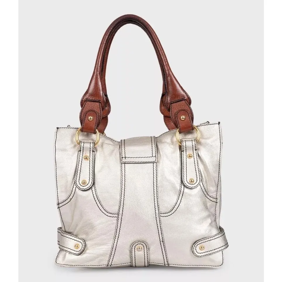 valentino Vintage Gold Leather Shoulder Bag Pre-owned Gold Leather Good - Inside View
