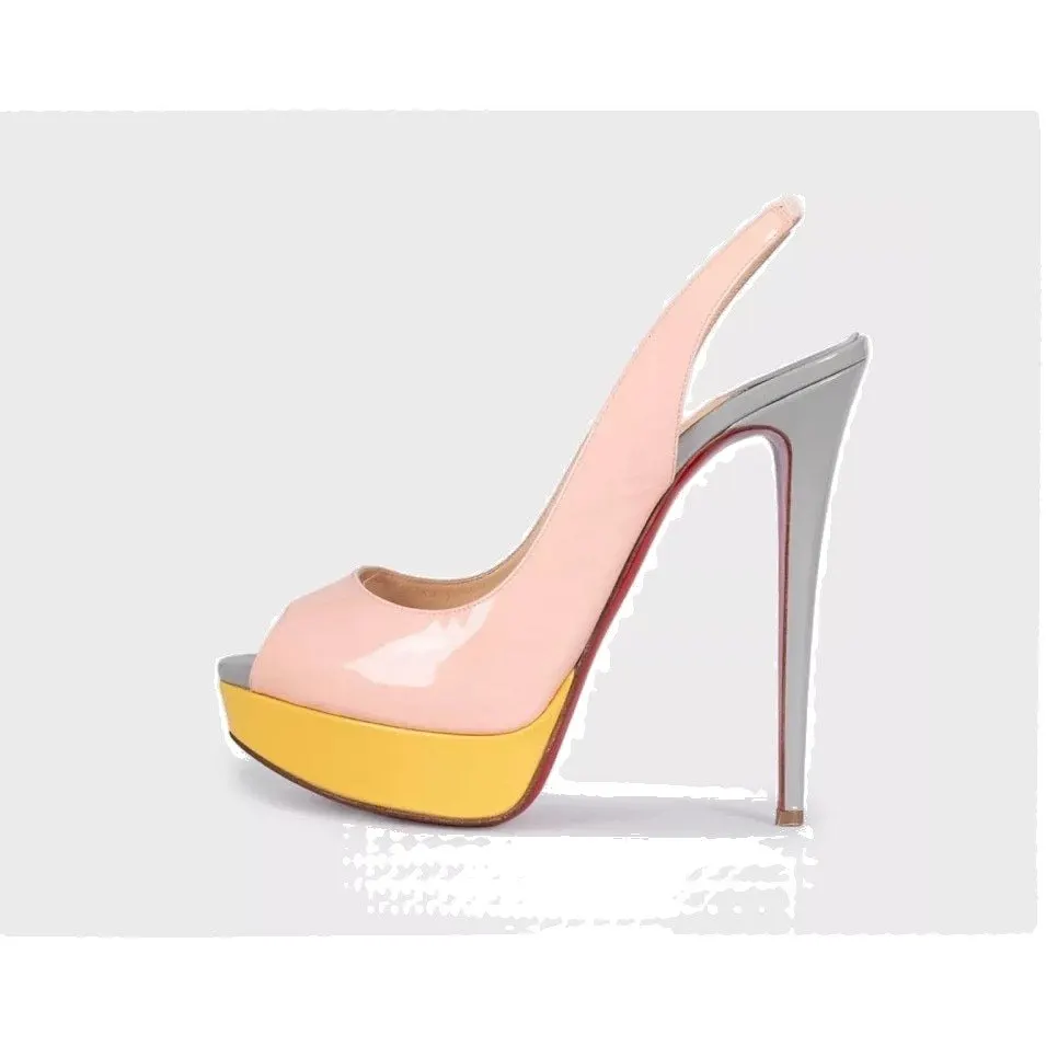 Christian Louboutin Multi-Color Leather Slingbacks Sz.40 pre-owned
