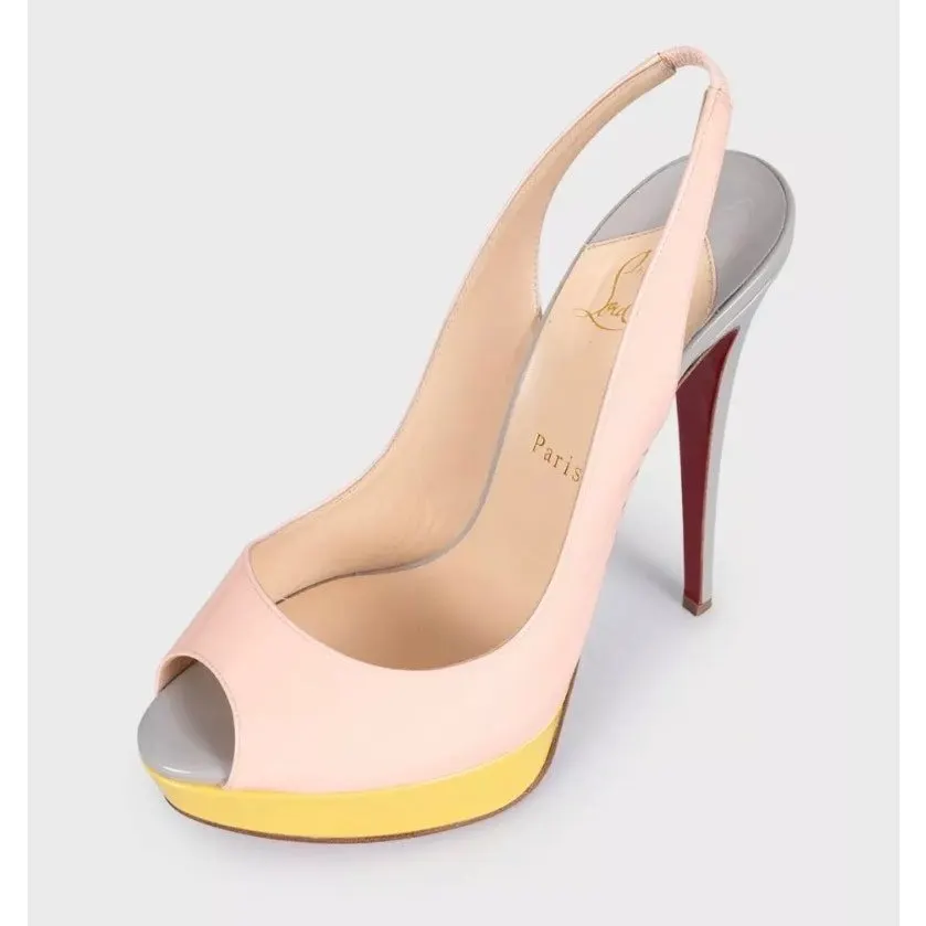 Christian Louboutin Multi-Color Leather Slingbacks Sz.40 pre-owned Red Leather Good - Inside View