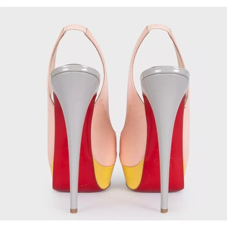 Christian Louboutin Multi-Color Leather Slingbacks Sz.40 pre-owned Red Leather Good - Model View
