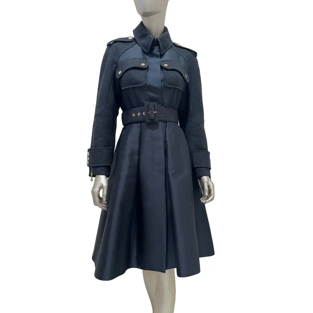 Louis Vuitton Wool & Silk Military-Style Dress Coat Sz.38 Pre-owned