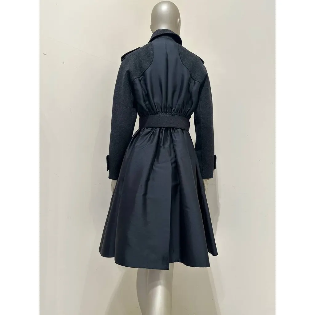 Louis Vuitton Wool & Silk Military-Style Dress Coat Sz.38 Pre-owned Black Wool Good - Back View