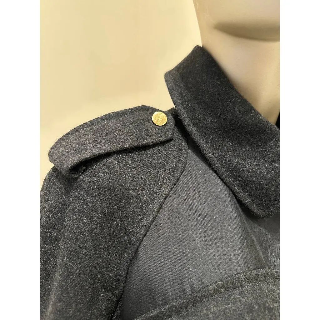 Louis Vuitton Wool & Silk Military-Style Dress Coat Sz.38 Pre-owned Black Wool Good - Model View