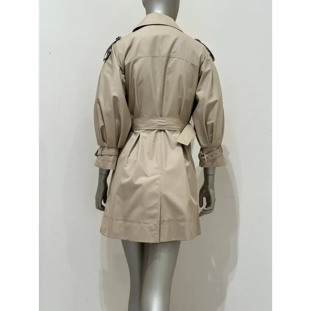 Roberto Cavalli Elegant Beige Double-Breasted Trench Coat Sz.40 Pre-owned Beige Cotton Good - Back View