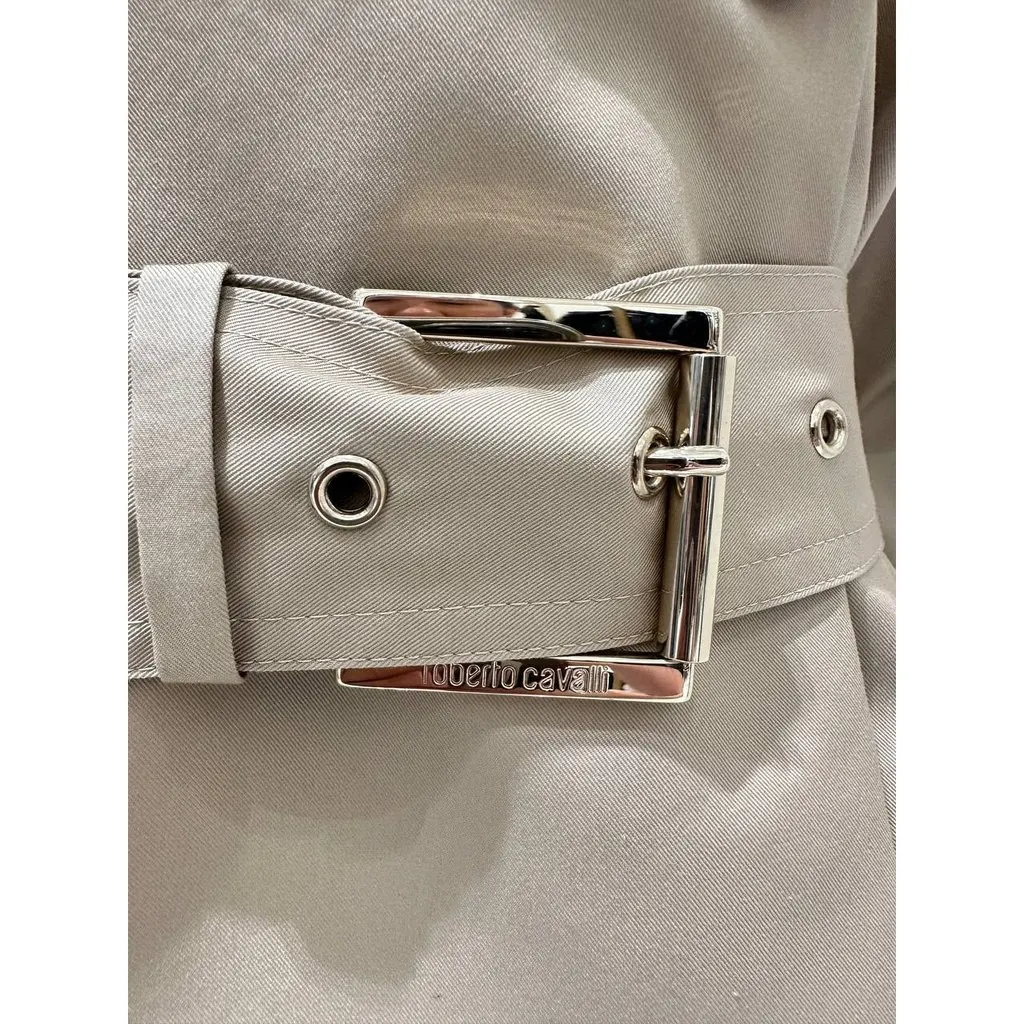 Roberto Cavalli Elegant Beige Double-Breasted Trench Coat Sz.40 Pre-owned Beige Cotton Good - Model View