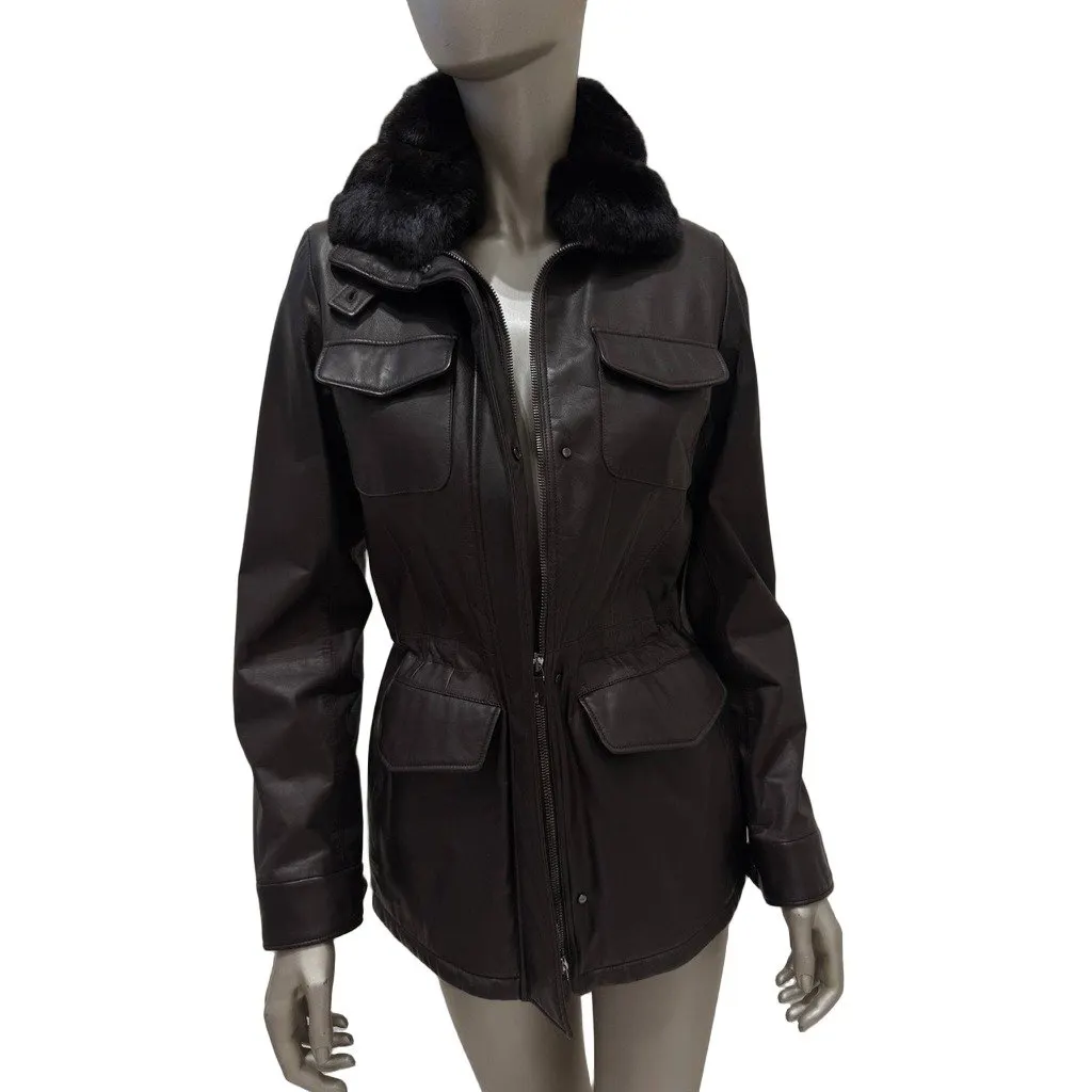 Loro Piana Vintage Brown Leather Jacket Collar Sz.42