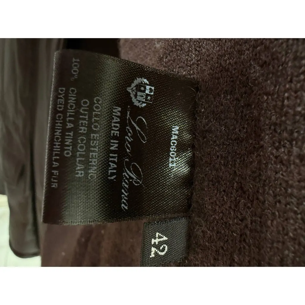 Loro Piana Vintage Brown Leather Jacket Collar Sz.42 Brown Leather Good - Model View